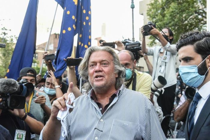 Steve Bannon said Friday his arrest was to 'intimidate people that have Trump's back' on building a border wall with Mexico