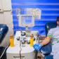 A recovered coronavirus (COVID-19) patient donates blood samples for plasma extraction to help critically ill patients at the National Blood Transfusion Center.
