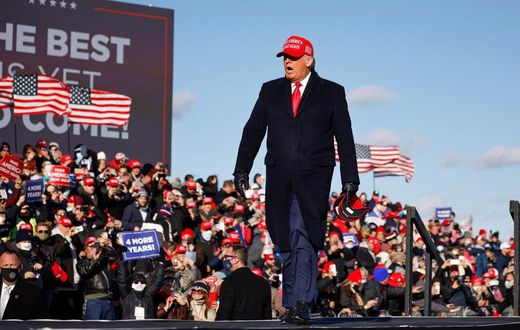 President Donald Trump holds a campaign rally at Wilkes-Barre Scranton International Airport in Avoca, Pennsylvania, November 2, 2020.