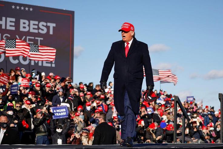 President Donald Trump holds a campaign rally at Wilkes-Barre Scranton International Airport in Avoca, Pennsylvania, November 2, 2020.