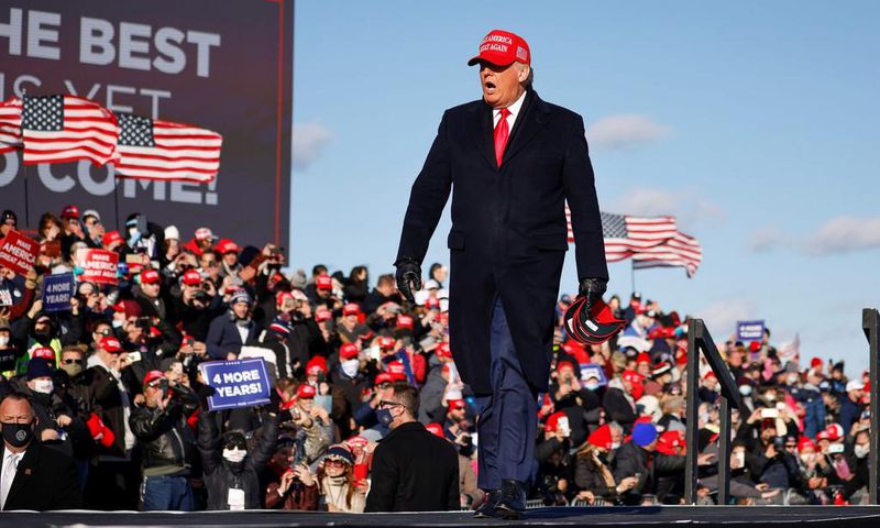 President Donald Trump holds a campaign rally at Wilkes-Barre Scranton International Airport in Avoca, Pennsylvania, November 2, 2020.