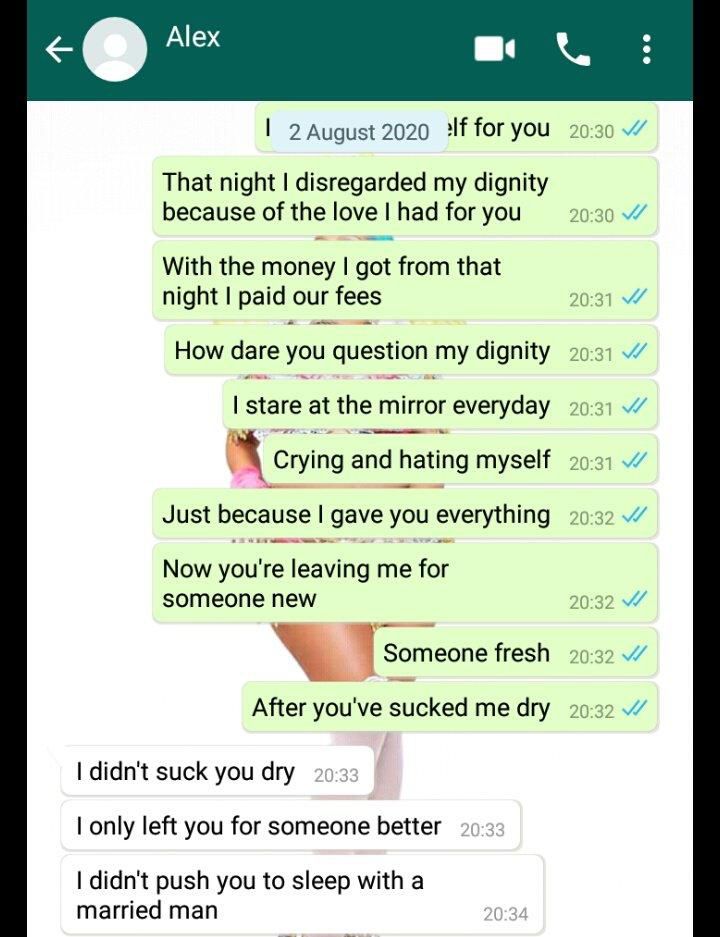 Man breaks up with girlfriend for sleeping with married man to pay his school fees