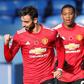 Manchester United midfielder Bruno Fernandes celebrates his equaliser against Everton