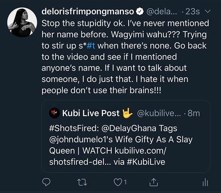 Delay denies shading Jihn Dumelo's wife