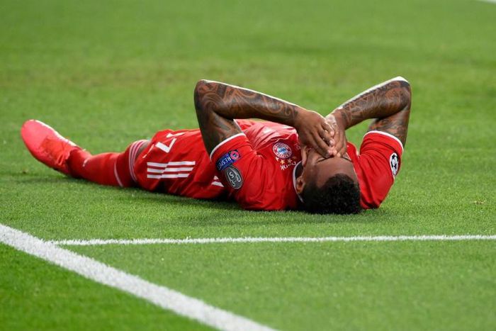 Jerome Boateng was forced off by injury during the first half of the Champions League final