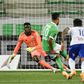 Denis Bouanga (C) scores from the spot in Saint-Etienne's 2-0 win over Strasbourg