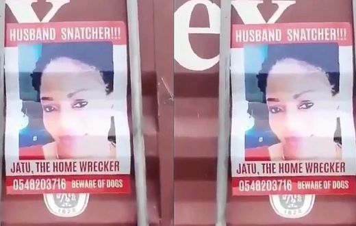 Wife pastes poster of husband’s side chick in town, warns people to “beware of dogs” (Video)