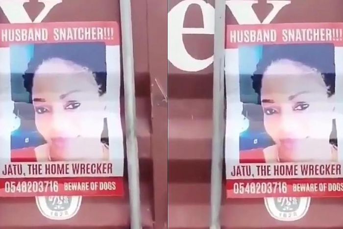 Wife pastes poster of husband’s side chick in town, warns people to “beware of dogs” (Video)