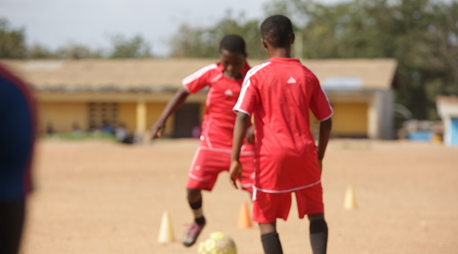 Some players of Winbow FC's youth team training