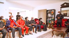 John Mahama and running mate Prof. Naana Jane Opoku Agyemang mourn with the Rawlings'