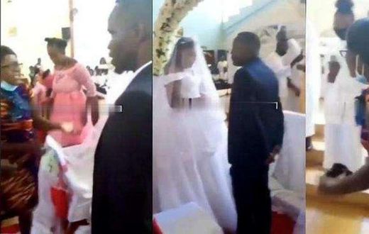 “He even slept with me this morning!” – Woman storms hubby's secret wedding with children