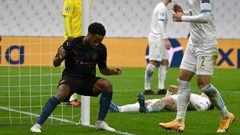 Raheem Sterling scored City's third at the Stade Velodrome