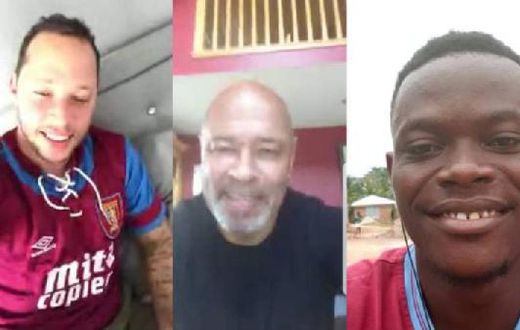 McGrath sandwitched by his son the left and Owusu Boakye on the left