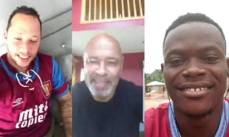 McGrath sandwitched by his son the left and Owusu Boakye on the left