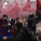 Newell's Old Boys supporters gather outside Marcelo Bielsa stadium before their vehicle parade to appeal to Argentine footballer Lionel Messi to come play for his boyhood team
