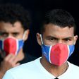 A masked Thiago Silva at Paris Saint-Germain's friendly against Sochaux at the Parc des Princes this week