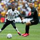 Orlando Pirates midfielder Fortune Makaringe (L) was foiled by the woodwork in a 0-0 draw against Mamelodi Sundowns when the South African Premiership resumed Tuesday.