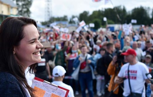 Tikhanovskaya stepped into the race at great personal risk after the detention of her husband, who had hoped to stand himself