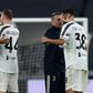 Andrea Pirlo (L) congratulates Dejan Kulusevski who scored Juventus's first goal of the season.