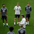 Germany, under head coach Joachim Loew (C), may have to host Turkey behind closed doors in Wednesday's friendly