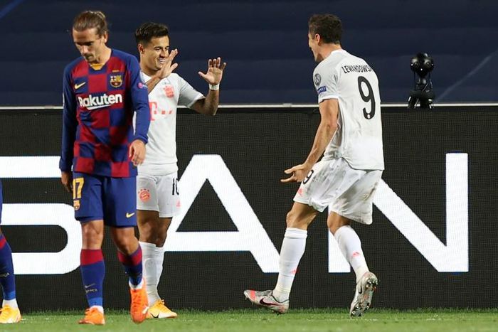 Philippe Coutinho came off the bench to score twice and set up a goal against his parent club Barcelona