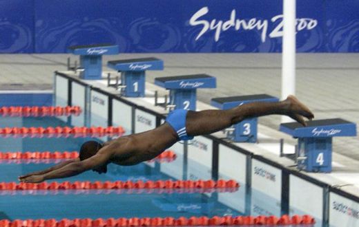 Eric Moussambani swum his Olympic 100m heat alone in front of a crowd of 17,000