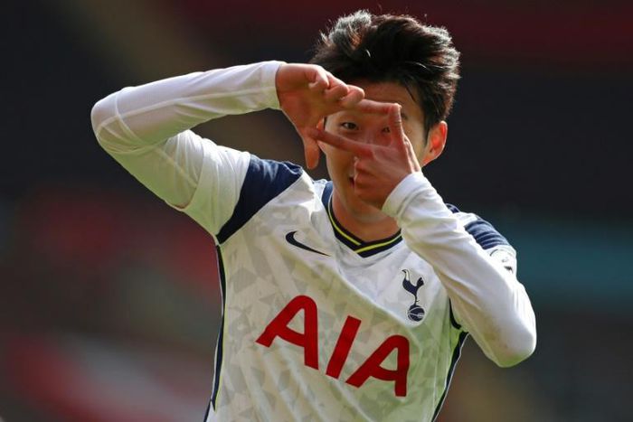 Tottenham's Son Heung-min celebrates after scoring against Southampton