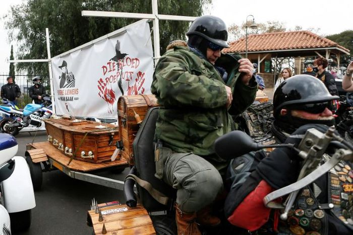 Bikers laid white-and-black crosses with letters attached to them, addressed to President Cyril Ramaphosa asking him to put an end to farm attacks