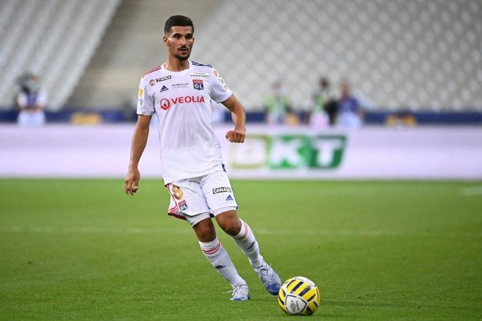 Lyon's Houssem Aouar has been forced to quarantine after testing positive for Covid-19