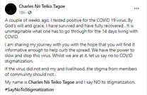 Facebook post from Charles Nii Teiko Tagoe