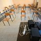 One metre apart: at Rome's Luigi Einaudi technical high school, staff have been setting up classrooms for pupils' return
