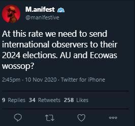 Manifest on 2024 US election