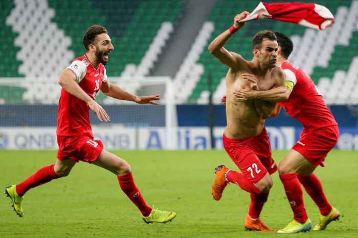 Persepolis forward Issa Alekasir  celebrated his later winner against Al-Sadd