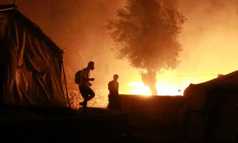 A local police source told AFP an operation to round up suspects had taken place on Monday on the roadside where thousands of asylum seekers have been sleeping since the camp burned down on September 8.