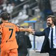 Cristiano Ronaldo (L) scored a double to ease the pressure on Juventus coach Andrea Pirlo (R)