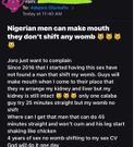 Since 2016 that I started having sex I’ve not found a man that can shift my womb – Lady complains