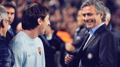 Lionel Messi and Jose Mourinho