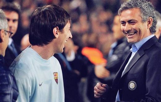 Lionel Messi and Jose Mourinho