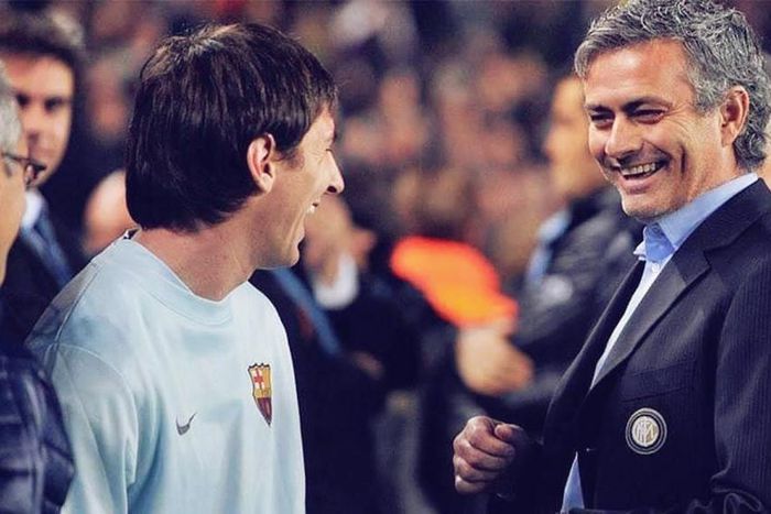 Lionel Messi and Jose Mourinho