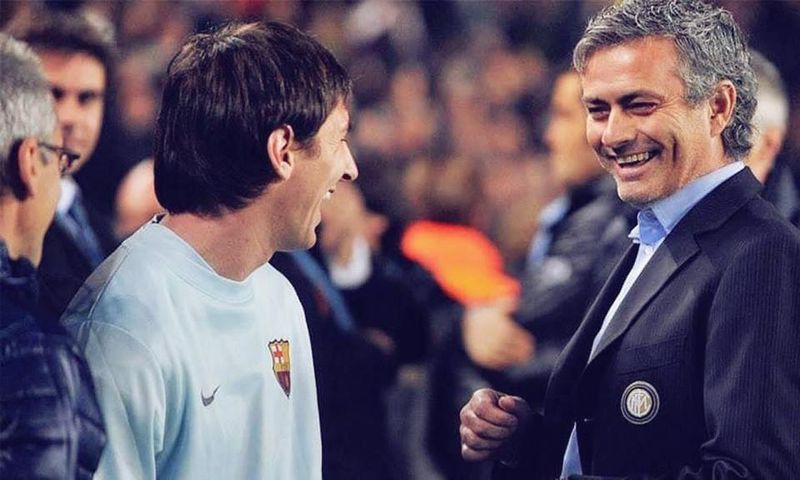Lionel Messi and Jose Mourinho