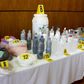 Morocco's Central Bureau of Judicial Investigation (BCIJ) shows chemicals seized as a result of the dismantling of an Islamic State group-affiliated cell planning suicide bombings