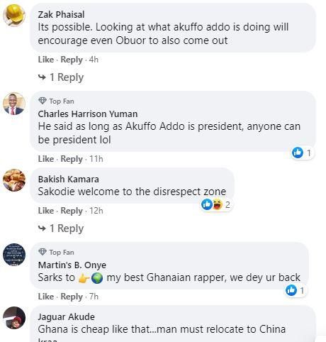 Fans react to Sarkodie's presidential ambition