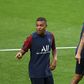 Kylian Mbappe with Neymar at Paris Saint-Germain's training session in Lisbon on Tuesday evening