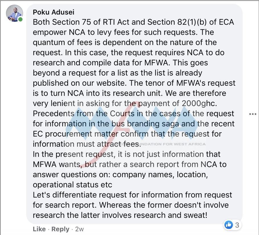 Media Foundation for West Africa accuses NCA of bias and abuse of the Right To Information Law