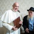 Pope Francis (L) at a private audience with Israeli Rabbi Adin Steinsaltz at the Vatican in December 2016