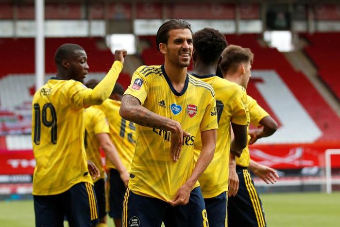 A Gunner again: Dani Ceballos (centre)has joined Arsenal for a second season on loan