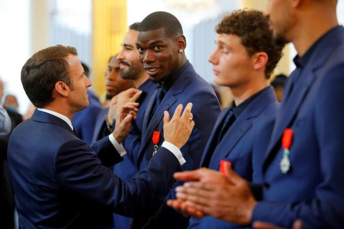 French president Emmanuel Macron presented Paul Pogba with the Legion of Honour order of merit in 2019
