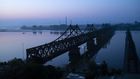 The Friendship Bridge in Dandong between China and North Korea. Before coronavirus restrictions, many North Korean women travelled back and forth across the porous border with China