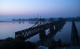 The Friendship Bridge in Dandong between China and North Korea. Before coronavirus restrictions, many North Korean women travelled back and forth across the porous border with China
