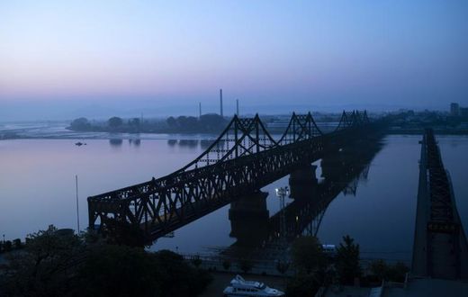 The Friendship Bridge in Dandong between China and North Korea. Before coronavirus restrictions, many North Korean women travelled back and forth across the porous border with China